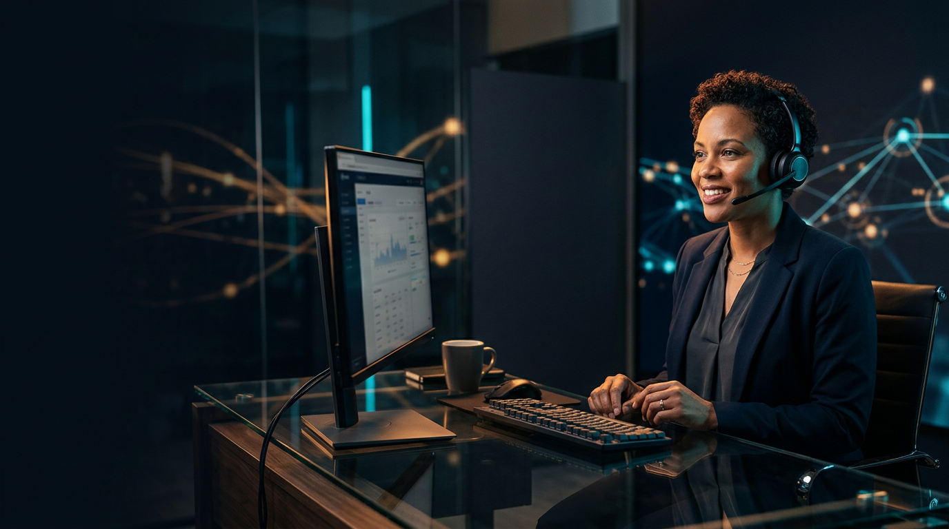 Customer success professional handling an inbound call